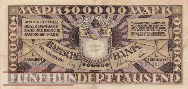 Baden - 500.000  Mark (#BAD10_XF)