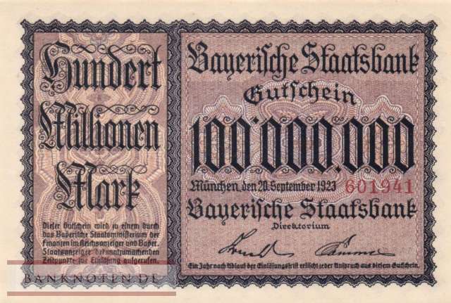Deutschland - 100 Millionen Mark (#BAY224a_UNC)