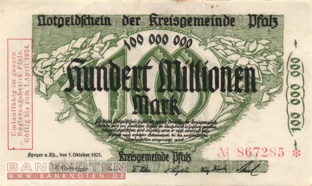 Kreisgemeinde Pfalz - 100 Millionen Mark (#BAY256a_XF)
