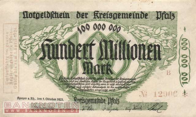 Kreisgemeinde Pfalz - 100 Millionen Mark (#BAY256d_AU)
