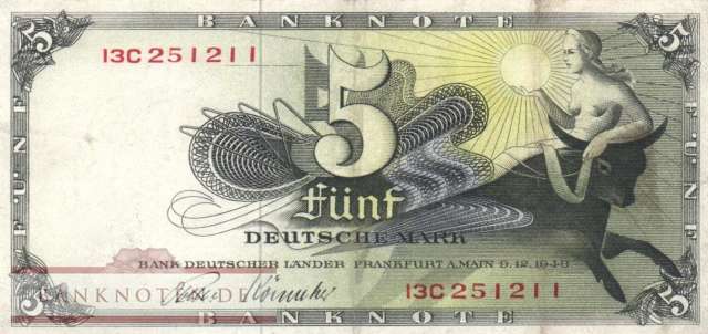 Germany - 5  Deutsche Mark (#BRD-01e_VF)