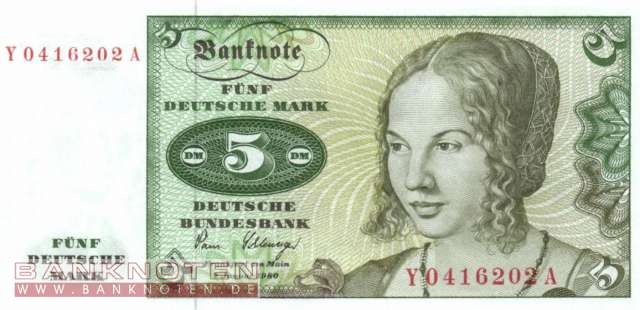 Deutschland - 5  Deutsche Mark - Ersatzbanknote (#BRD-29b_UNC)