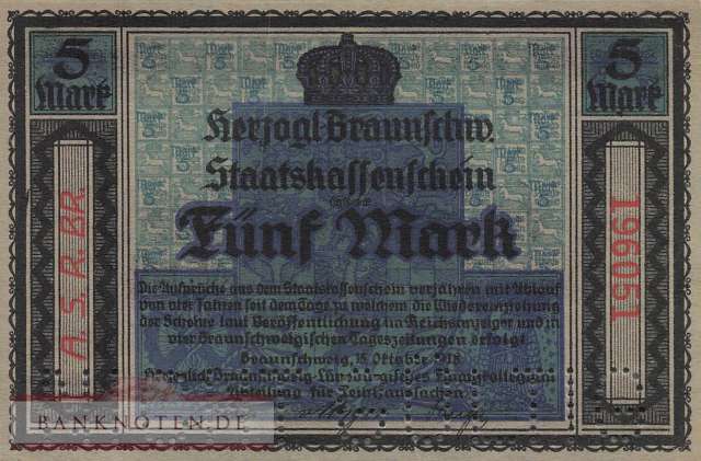 Braunschweig - 5  Mark - cancelled (#BRS04aE_UNC)