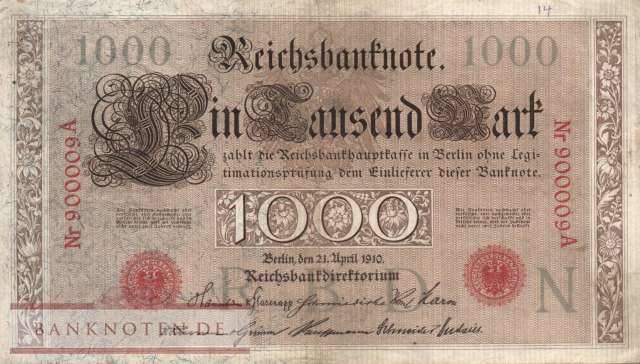 Germany - 1.000  Mark (#DEU-040a_F)