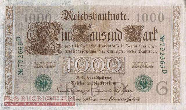 Deutschland - 1.000  Mark (#DEU-069a_VF)