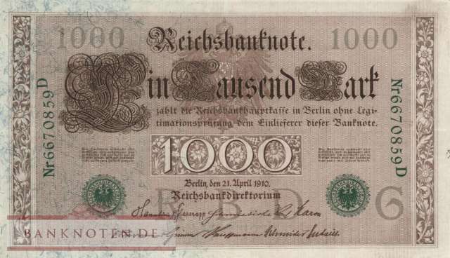 Germany - 1.000  Mark (#DEU-069b_XF)