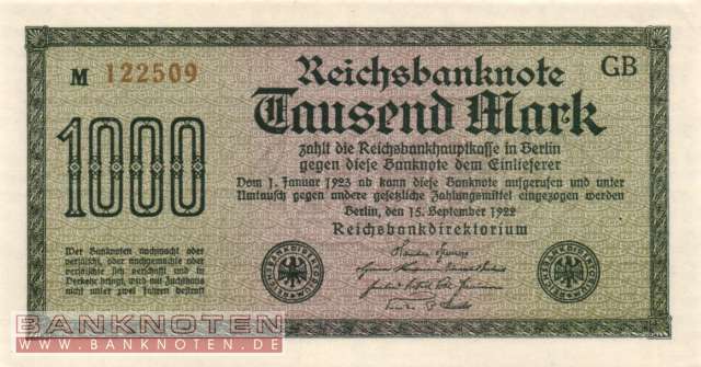 Deutschland - 1.000  Mark (#DEU-084f_UNC)