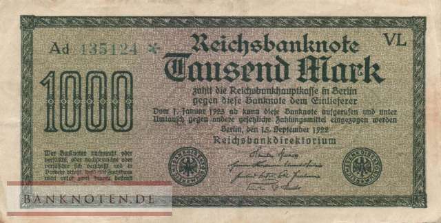 Deutschland - 1.000  Mark (#DEU-084h_VF)