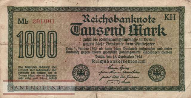Deutschland - 1.000  Mark (#DEU-084j_F)