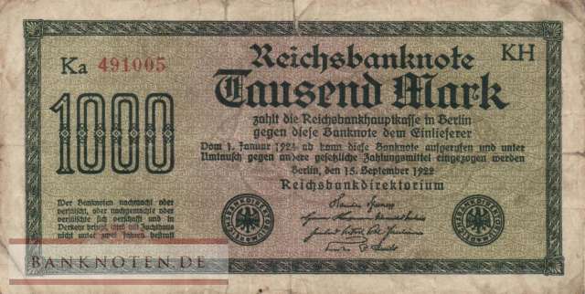 Deutschland - 1.000  Mark (#DEU-084j_VG)