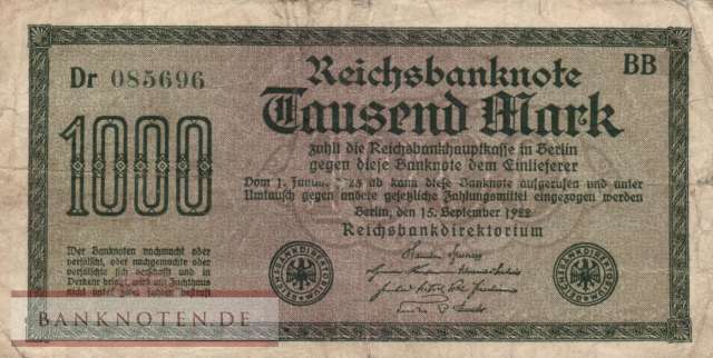 Deutschland - 1.000  Mark (#DEU-084l_VG)
