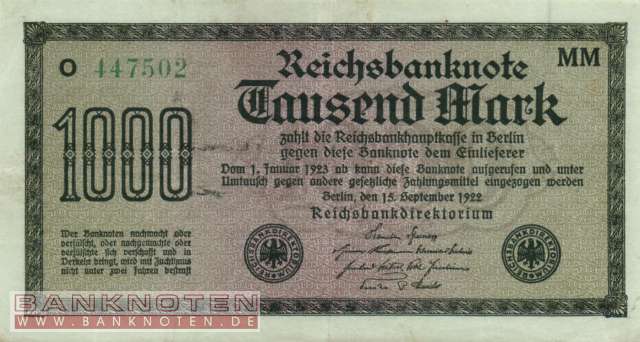 Deutschland - 1.000  Mark (#DEU-086b_VF)