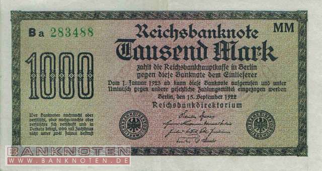 Germany - 1.000  Mark (#DEU-086b_XF)