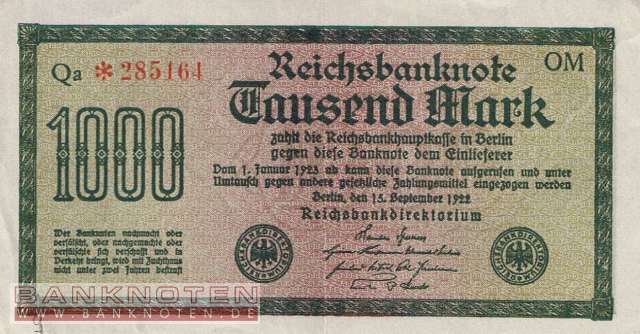Deutschland - 1.000  Mark (#DEU-086d_XF)