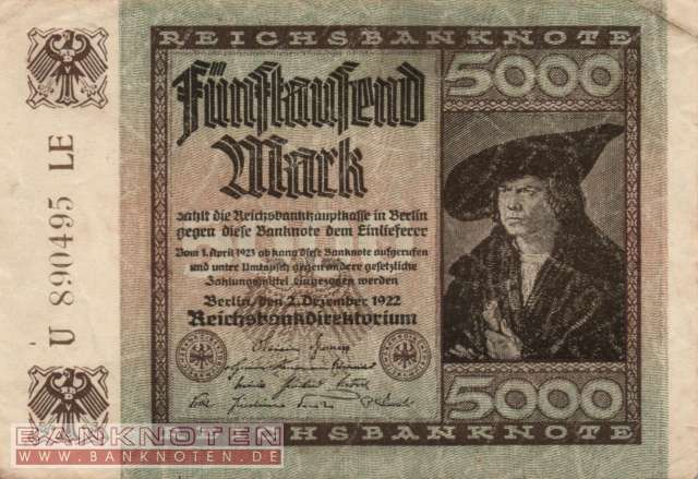 Deutschland - 5.000  Mark (#DEU-091a_VF)