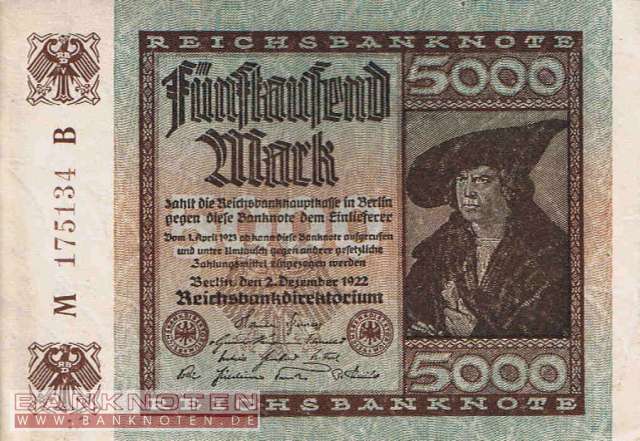 Deutschland - 5.000  Mark (#DEU-091a_XF)