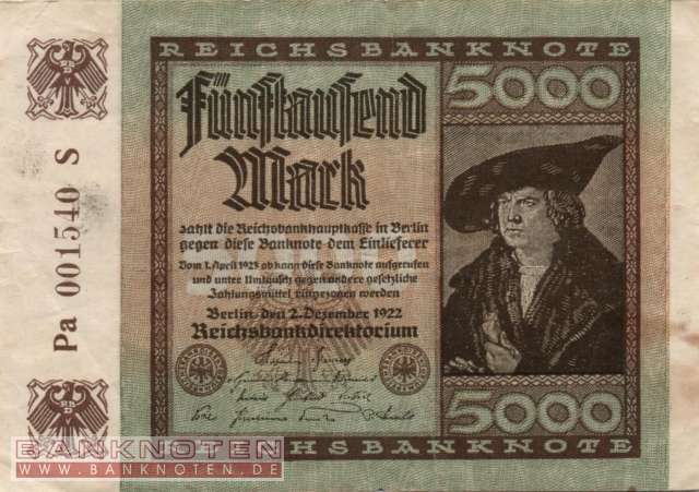Germany - 5.000  Mark (#DEU-091e_VF)
