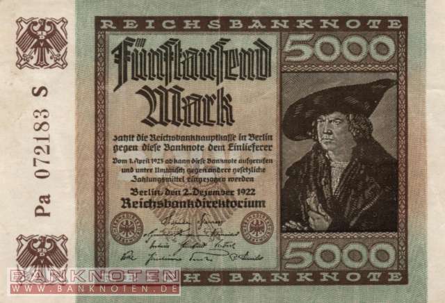 Deutschland - 5.000  Mark (#DEU-091e_XF)