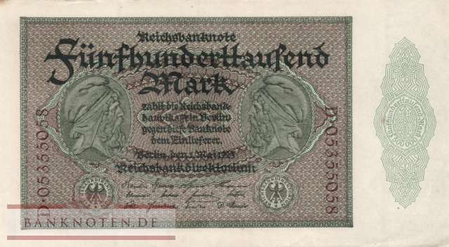 Deutschland - 500.000  Mark (#DEU-099b_XF)