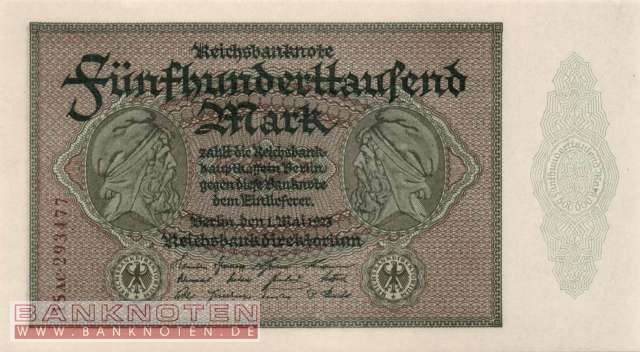 Germany - 500.000  Mark (#DEU-099f_UNC)