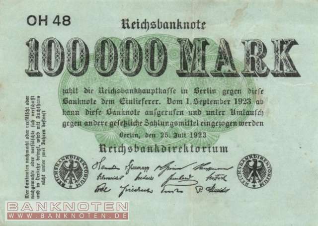 Germany - 100.000  Mark (#DEU-102b_VF)