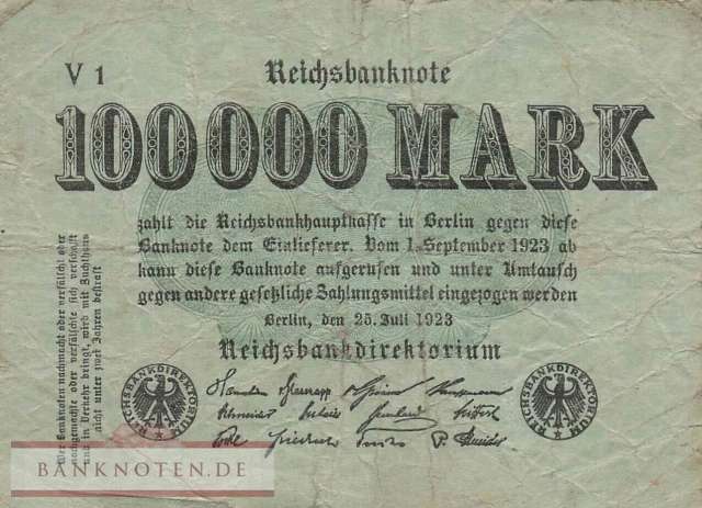 Germany - 100.000  Mark (#DEU-102b_VG)