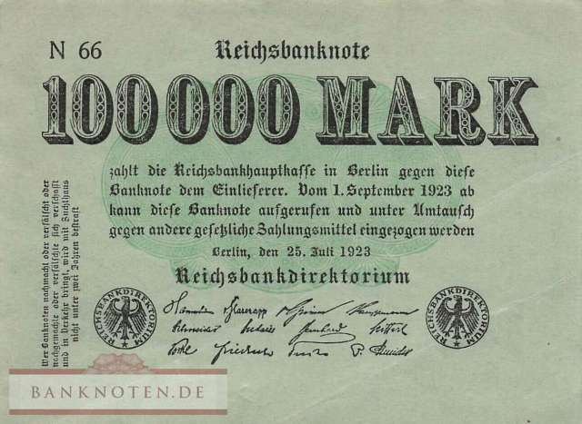 Germany - 100.000  Mark (#DEU-102b_XF)