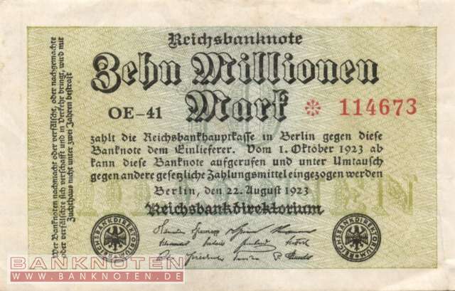 Germany - 10 Million Mark (#DEU-118g_VF)