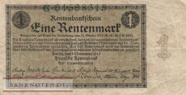 Germany - 1  Rentenmark (#DEU-199a_F)