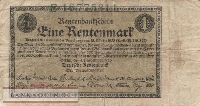 Germany - 1  Rentenmark (#DEU-199a_VG)