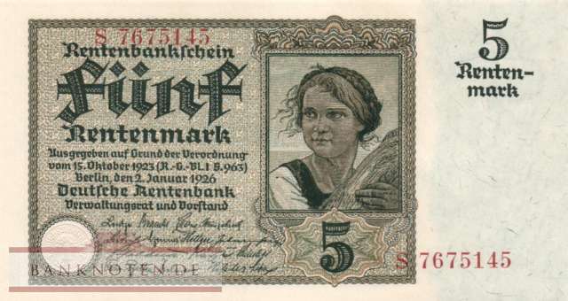 Germany - 5  Rentenmark (#DEU-209a_UNC)