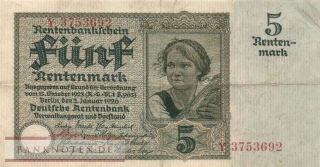 Deutschland - 5  Rentenmark (#DEU-209a_VF)