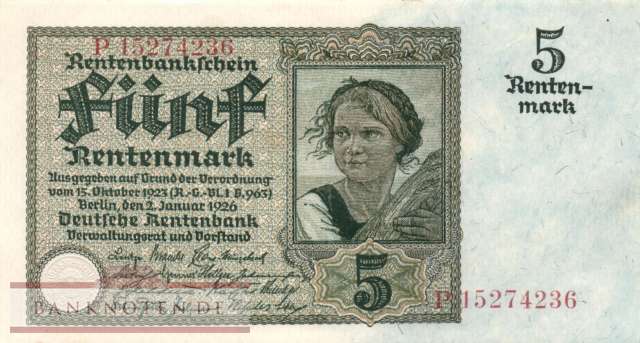 Germany - 5  Rentenmark (#DEU-209b_AU)