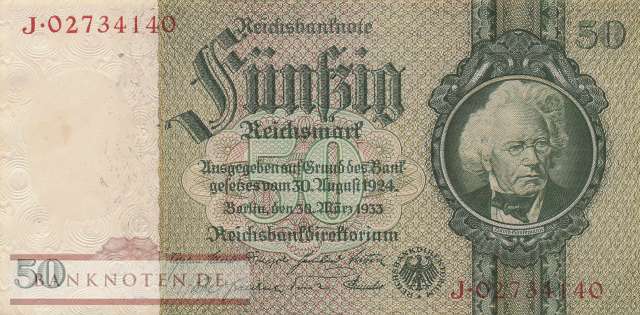 Germany - 50  Reichsmark (#DEU-210d_AU)