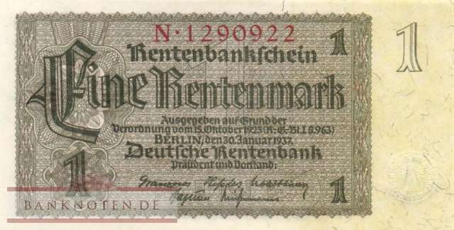 Germany - 1  Rentenmark (#DEU-222a_UNC)