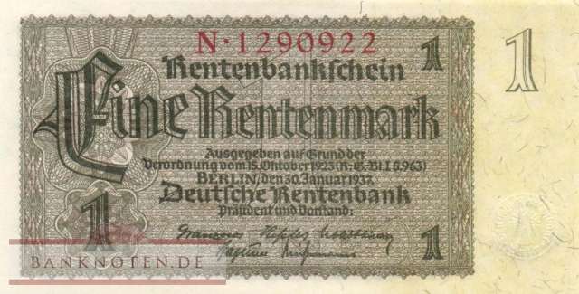 Deutschland - 1  Rentenmark (#DEU-222a_UNC)