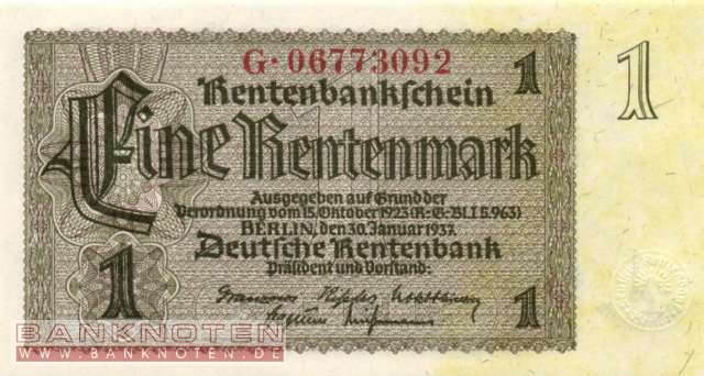 Germany - 1  Rentenmark (#DEU-222c_UNC)