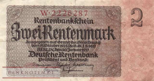 Germany - 2  Rentenmark (#DEU-223a_VF)
