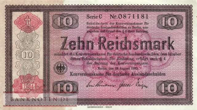 Germany - 10  Reichsmark (#DEU-233a_AU)