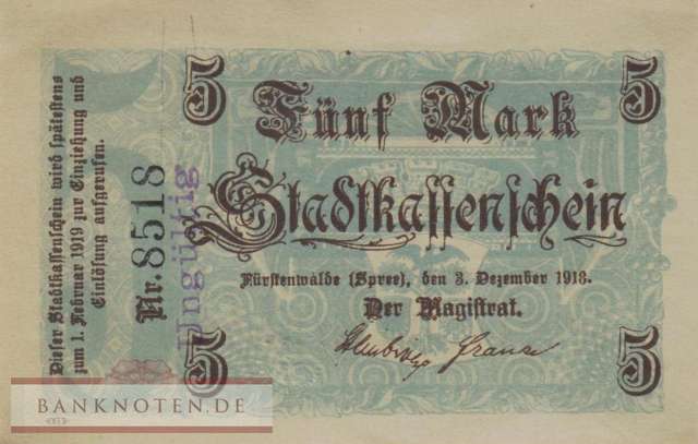 Fürstenwalde - 5  Mark (#DGN164_1E_UNC)