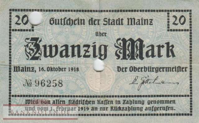 Mainz - 20  Mark - entwertet (#DGN341_5aE_F)