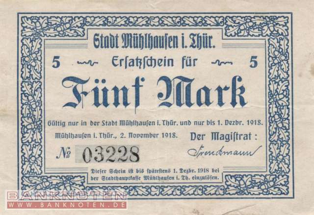 Mühlhausen - 5  Mark (#DGN364_04a-1-R5_VG)
