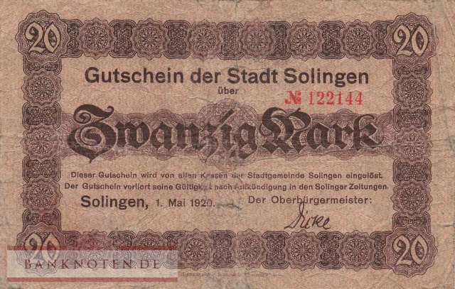 Solingen - 20  Mark (#DGN499_14b_VG)