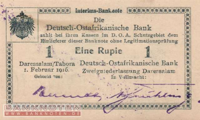 Deutsch-Ostafrika - 1  Rupie (#DOA-30c-B9bA_UNC)