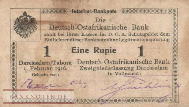 German East Africa - 1  Rupie (#DOA-31aT3_VF)