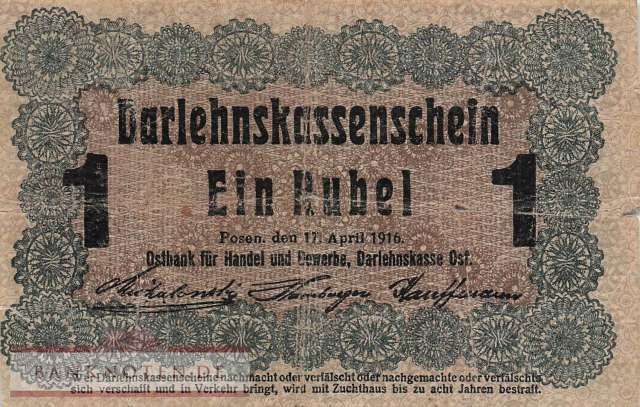 Germany - 1  Rubel (#EWK-035d_VG)