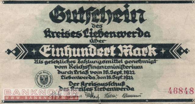 Liebenwerda - 100  Mark (#I22_2720_1a_F)
