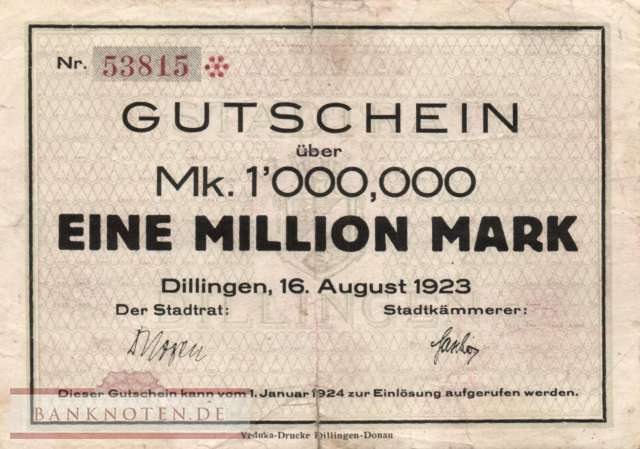 Dillingen - 1 Million Mark (#I23_1011a-3_VG)