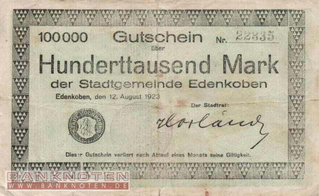 Edenkoben - 100.000  Mark (#I23_1229b_VG)