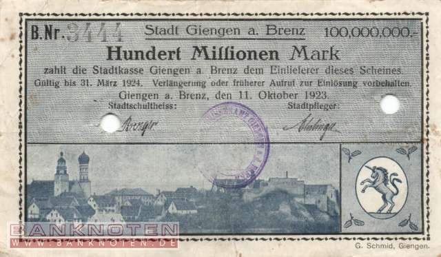 Giengen - 100 Millionen Mark (#I23_1784c-2_F)